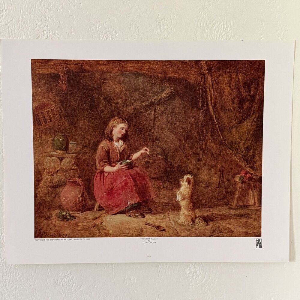 ALFRED PROVIS The Little Beggar 1986 Haddad’s Fine Art Print Woman Dog 22.5x17.5